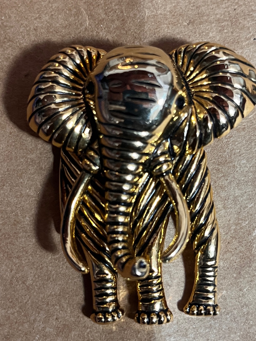 Gold Elephant statement Brooch pin